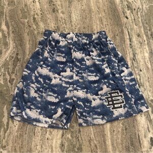 Eric Emanuel Blue and White Athletic Shorts